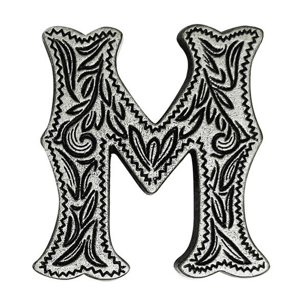 LL3297 OS 3/4" Antique Silver Letter "M" Shaped Concho