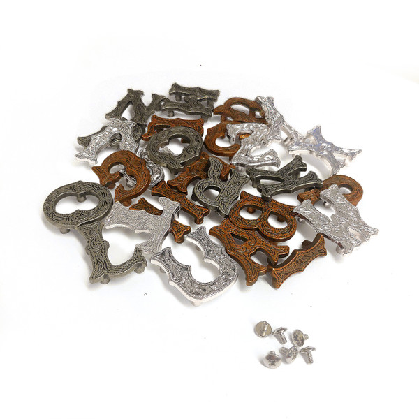 LL3297 OS 3/4" Antique Silver Letter "M" Shaped Concho