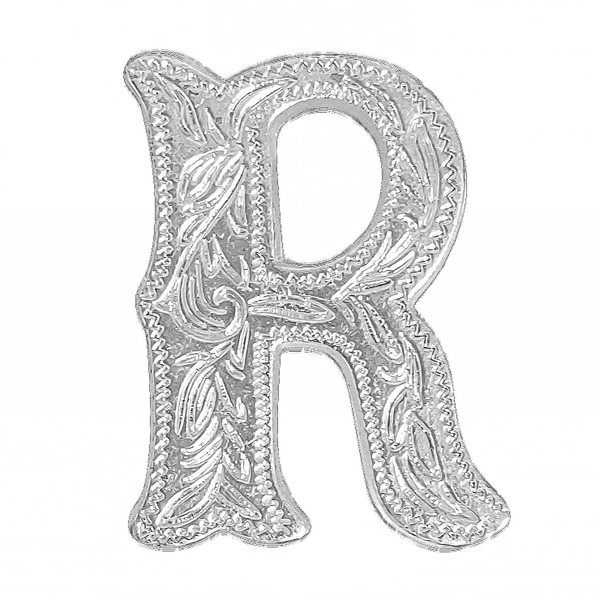 LL3297 SP 3/4" Bright Silver Letter "R" Shaped Concho