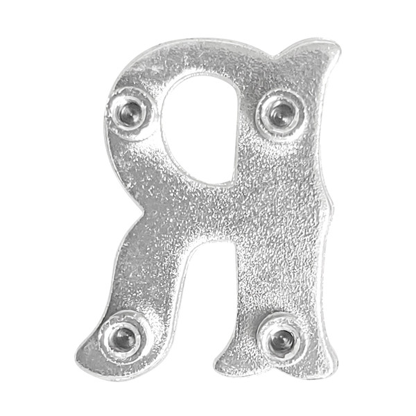 LL3297 SP 3/4" Bright Silver Letter "R" Shaped Concho