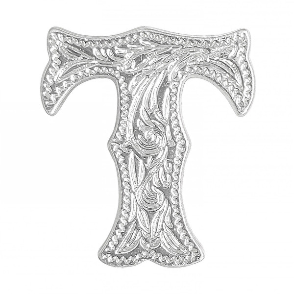 LL3297 SP 3/4" Bright Silver Letter "T" Shaped Concho