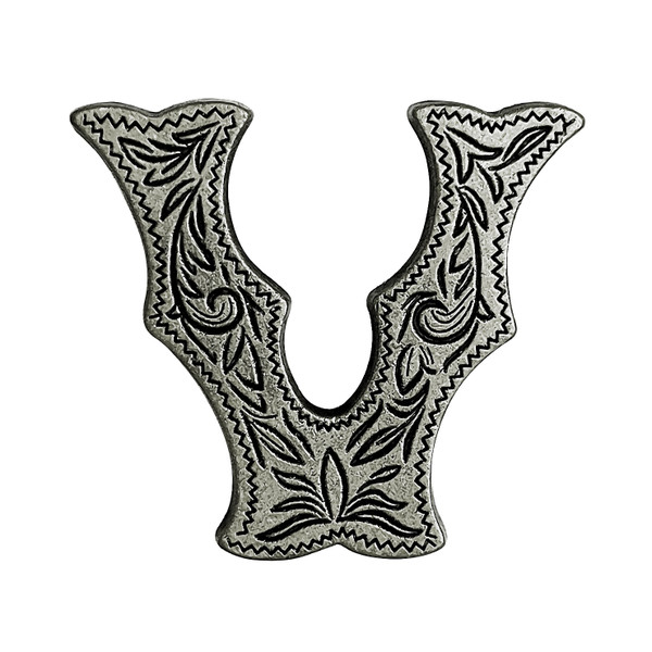 LL3297 OS 3/4" Antique Silver Letter "V" Shaped Concho