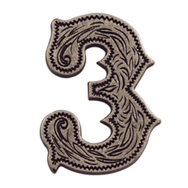 SC47663-3 OS 5/8"x7/8" Antique Silver Number "3" Screw Back Concho