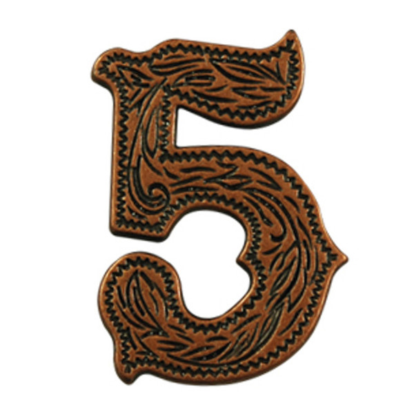 SC47685-5 COP 5/8"x7/8" Copper Number "5" Screw Back Concho-Copper