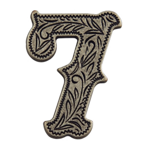 SC7707-7 OS 5/8"x7/8" Antique Silver Number "7" Screw Back Concho