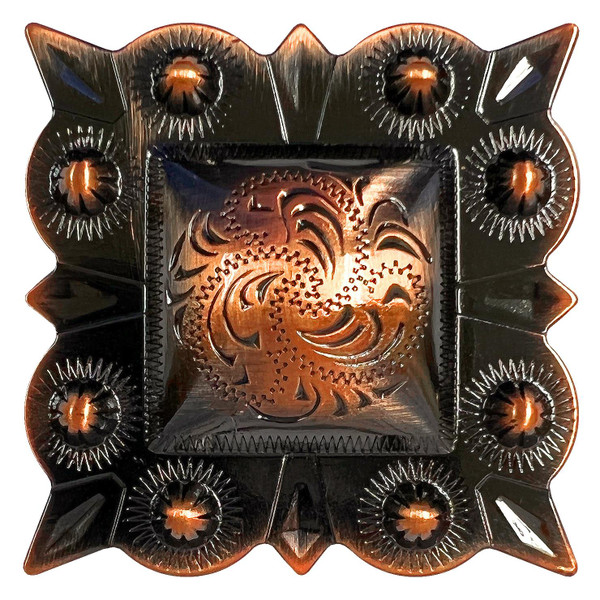 LL2323 COPPER 1-1/2" Copper Western Floral Engraved Berry Square Concho Screwback