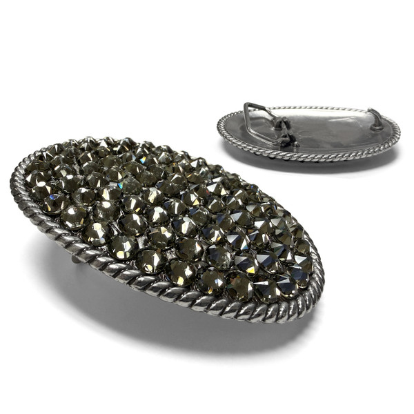 2175832742 Western Antique Silver Engraved Swarovski Rhinestone Crystal Belt Buckle Fits 1-1/2"(38mm) Wide Belt (Black Diamond)