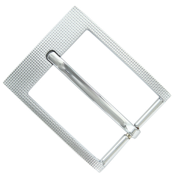 Z35268 NP Square Edge Checkered Engraved Polished Replacement Belt Buckle Fits 1-3/8" (35mm) Belt (Nickel Plate)