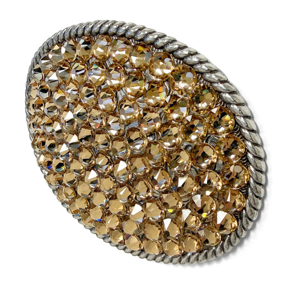 2175832813 Western Antique Silver Engraved Swarovski Rhinestone Crystal Belt Buckle Fits 1-1/2"(38mm) Wide Belt (Lt Col Topaz)