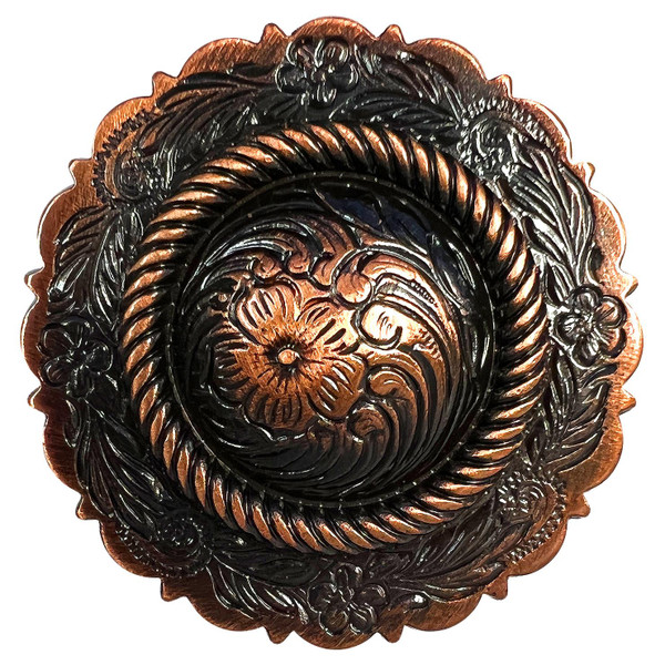FA4863-4 SVCRB 1-3/4" Copper Western Floral Rope Edge Engraved Concho Screwback