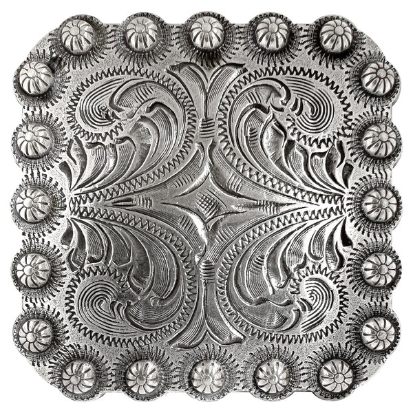 BS9291-2 SRTP 1-3/8" Antique Western Floral Engraved Berry Square Concho Screwback