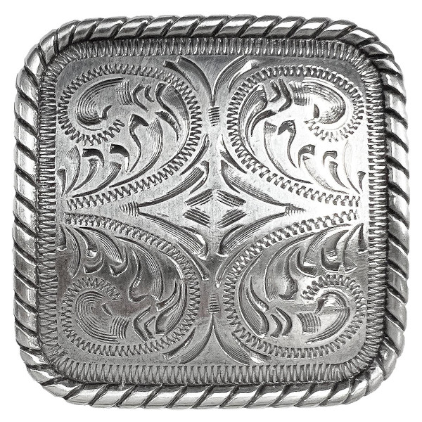 BS9312-3 SRTP 1-3/8" Antique Western Floral Engraved Rope Edge Square Concho Screwback