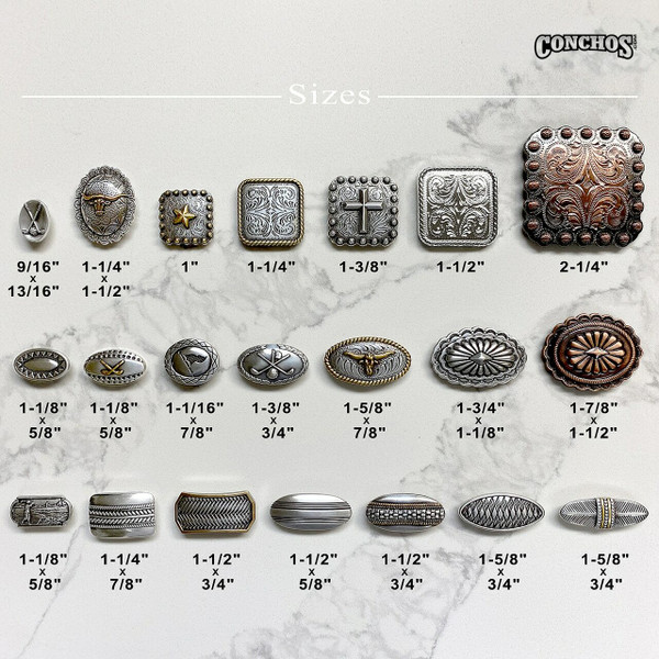 FA4832-2 SVCRB 1" Copper Horse Head Rope Edge Engraved Concho Screwback