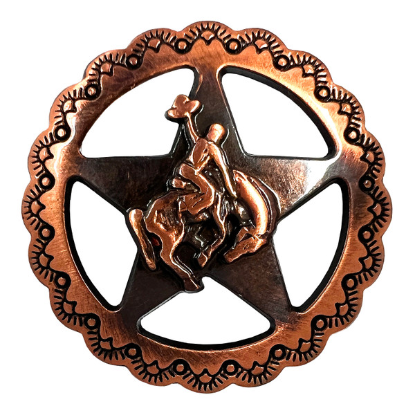 FA4835-2 SVCRB 1" SVCRB Engraved Bronco Rider Star Concho Screwback