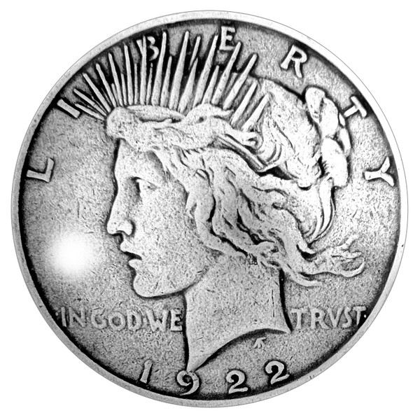 BS9238-A SRTP 1-1/2'' Antique Silver Peace Dollar Reproduction Coin Concho
