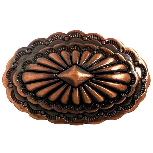 F9538 SVCRB 1-7/8" X 1-1/8" Copper Engraved Southwestern Oval Conchos Screwback