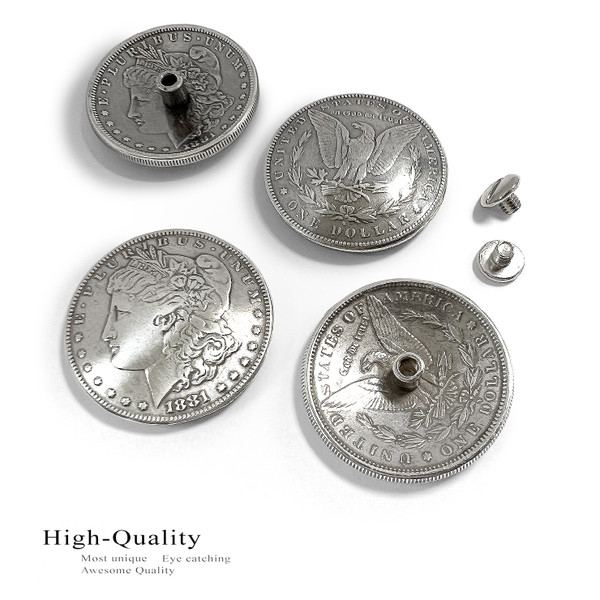 F9711-A SRTP 1-1/2'' Antique Silver Morgan Silver Dollar Reproduction Coin Concho