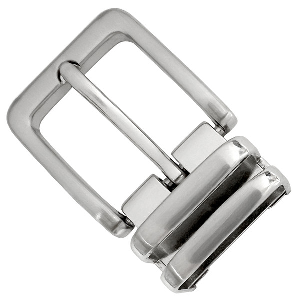 112D NB Hand Polished Clamp Belt Buckle Fits 1-1/8"(30mm) Wide Belt Strap (Nickel Brushed)