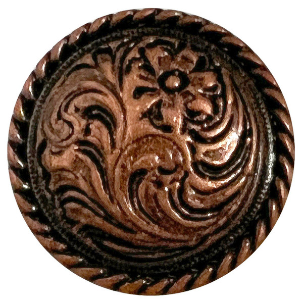 LL3305 COPPER 1/2" Copper Western Floral Engraved Rope Edge Concho Screwback