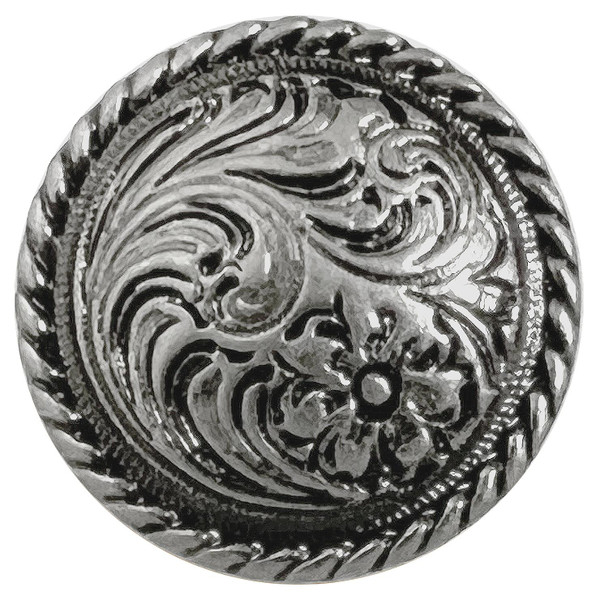 LL3305 OS 1/2" Antique Western Floral Engraved Rope Edge Concho Screwback
