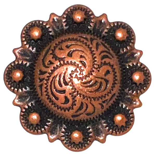 LL3306 COPPER 1/2" Copper Western Floral Engraved Berry Concho Screwback