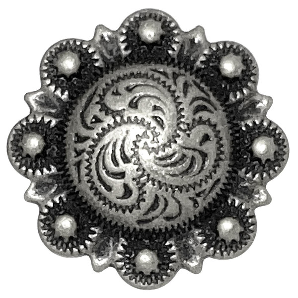 LL3306 OS 1/2" Antique Western Floral Engraved Berry Concho Screwback