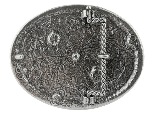 HA0860 Rhinestone Crystal Belt Buckle Antique Oval Floral Engraved Buckle - Silver-Crystal Lt Col Topaz