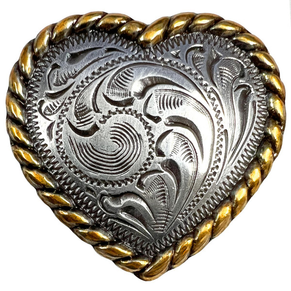 F9524A-7 ASAG 1-1/4" Antique Gold Heart Rope Edge Concho Screwback