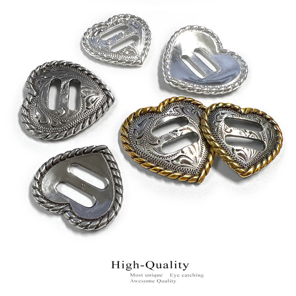 F9524A-8 LASRP 1-1/4"Antique Heart Rope Edge Swirl Slotted Concho