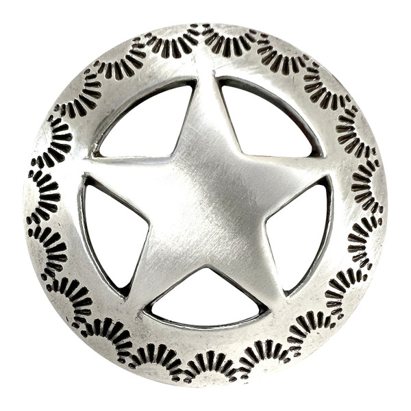 BS9138 SRTP 1-1/8" Antique Silver Engraved Star Concho Screwback