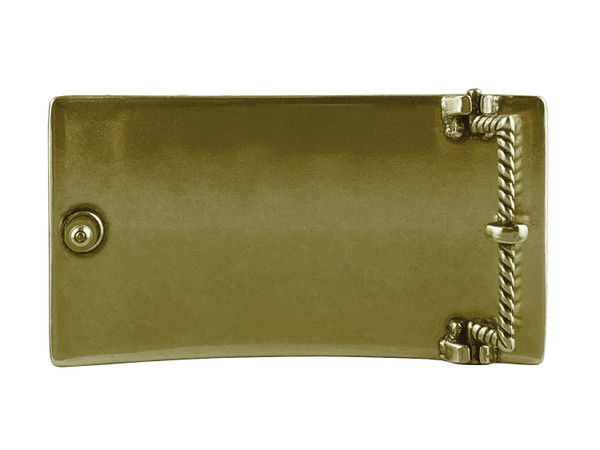 HA0850 Rhinestone Crystal Belt Buckle Brass Rectangle Floral Engraved Buckle - Brass_Crystal