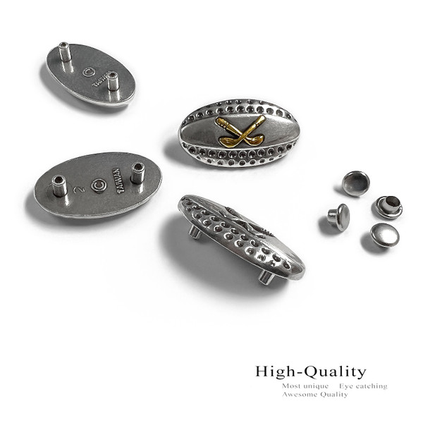 BS8166C SRTPGP Antique Gold Engraved Cross Golf Oval Concho Rivet Back (DR)