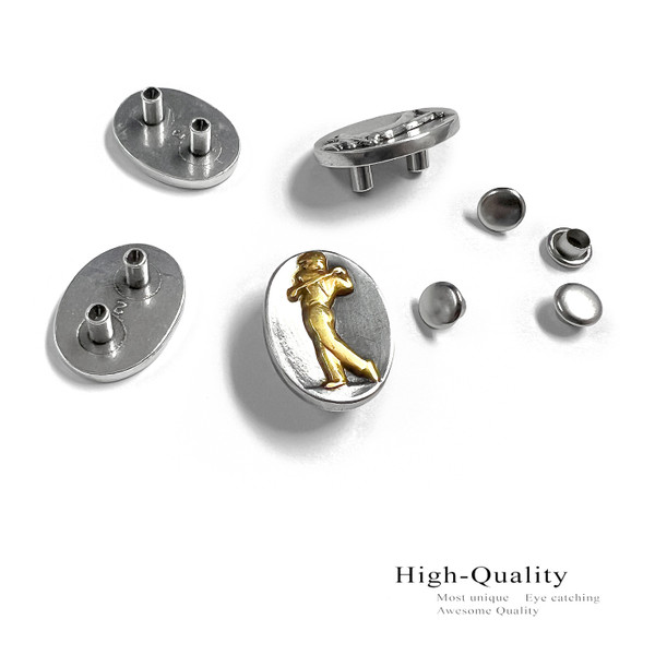 FA0053 ASAG Antique Gold Engraved Golfer Oval Concho Rivet Back (DR)