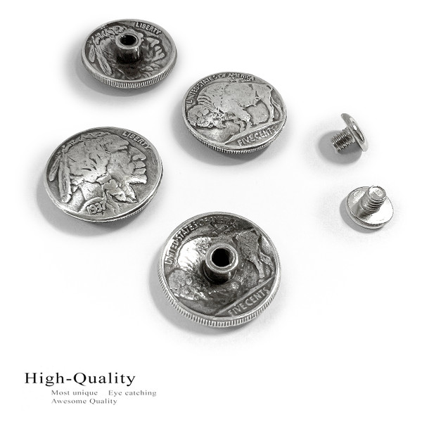 BS9181-B SRTP 7/8" Antique Silver Buffalo Nickel Reproduction Coin Concho