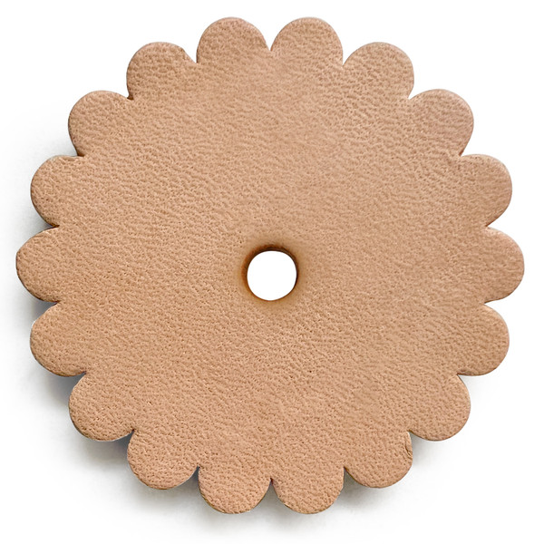 Saddle Leather Scalloped Concho Rosettes WITH HOLE - NATURAL