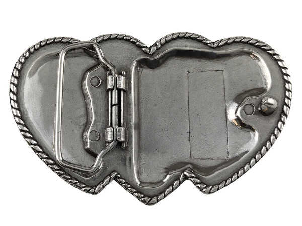 Western Silver Triple Hearts Ladies Cowgirl Belt Buckle