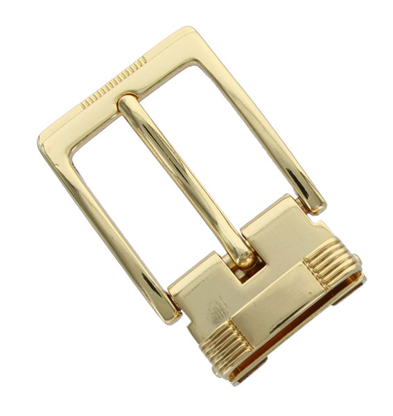 4089A GP Hand Polished Clamp Belt Buckle Fits 1-1/8"(30mm) Wide Belt Strap (Gold Plated)