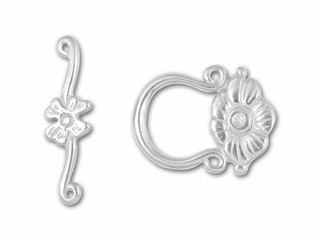 Silver-Plated Pewter Flower Toggle Clasp @1 Set