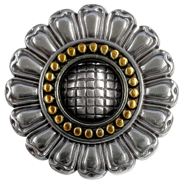 FA5986-3 ASAG 1-1/2" Antique Gold Sun Flower Engraved Concho Screwback