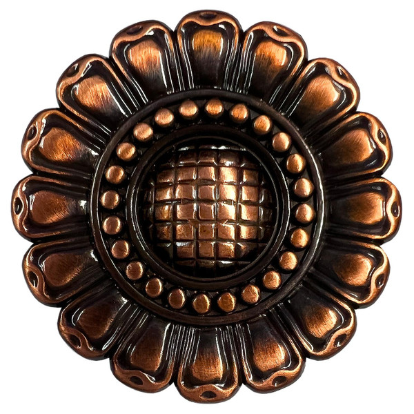 FA5986-3 SVCRB 1-1/2" Copper Sun Flower Engraved Concho Screwback