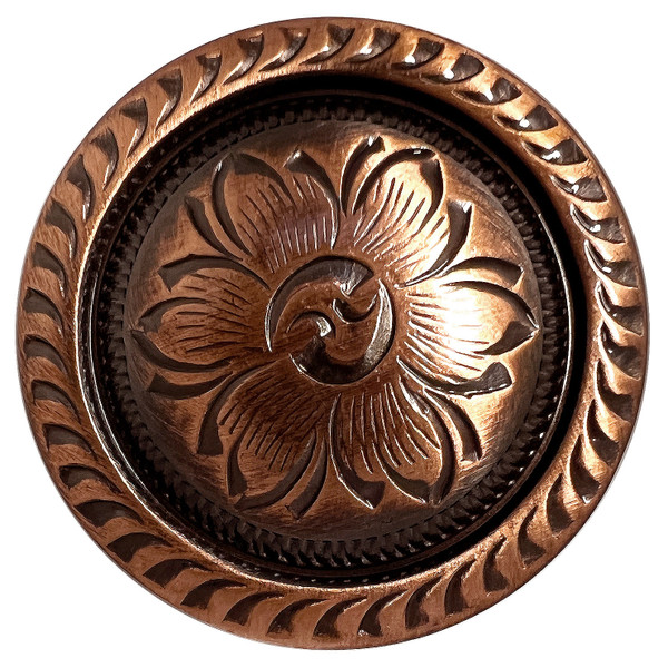 FA5984 SVCRB 3/4" Copper Western Floral Rope Edge Engraved Concho Screwback