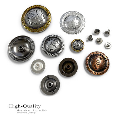 FA5984-1 SVCRB 1" Copper Western Floral Rope Edge Engraved Concho Screwback