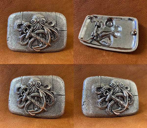 HA2331 LASRP Unique Buckle Antique Octopus Boat Anchor Engraved Belt Buckle