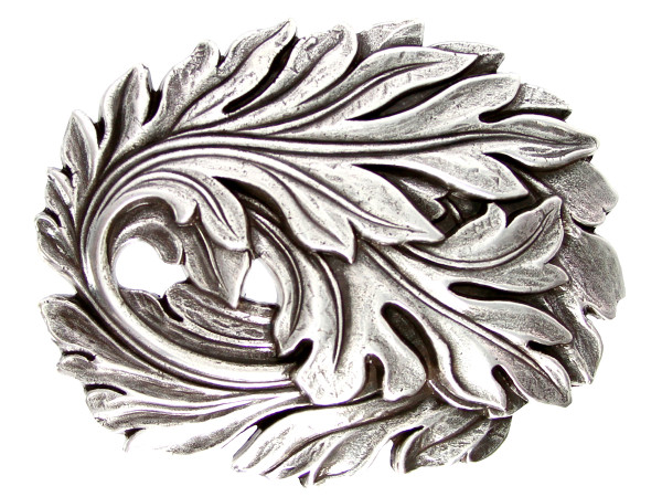 HA1750 Unique Buckle Antique Silver Engraved Leaf Belt Buckle