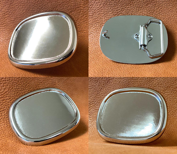 Raised Edge Blank Plain Buckle Belt Buckle Fits 1-1/2"(38mm) Wide Belt-Bright Silver