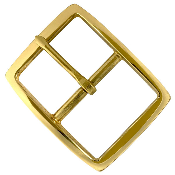 S002B BOC Rectangle Buckle Solid Brass Buckle Center Bar Single Prong Buckle Fits 3/4" Wide Belt (Gold)