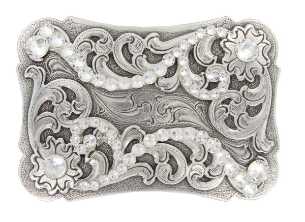 HA0038 Crystal Rhinestone Belt Buckle - Clear Crystal