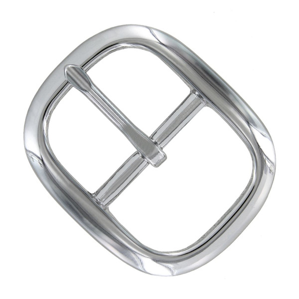 TV718 NP Oval Buckle Solid Brass Buckle Replacement Center Bar Buckle Fits 1-1/4"" Wide Belt-Nickle