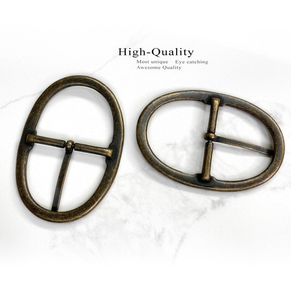 JT6028 Classic Casual Center Bar Buckle Fits 1-3/4"(45mm) Wide Belt- (Antique Gold)