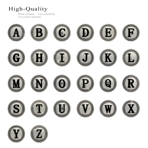 F2574 LASRP 1-1/8" Antique Silver Letter Initial Alphabet Conchos Screw Back Concho